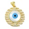 Rack Plating Brass Micro Pave Cubic Zirconia Pendants, with Shell, Long-Lasting Plated, Lead Free & Cadmium Free, Flat Round with Evil Eye, Real 18K Gold Plated, 24x21x4.5mm, Hole: 4x3.5mm