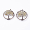 Natural Citrine Pendants, with Brass Findings, Red Copper, Flat Round with Tree of Life, 29x5~7mm, Hole: 4.5mm