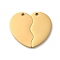 Ion Plating(IP) 304 Stainless Steel Split Pendants, Laser Cut, Heart Charm, Golden, 20x22.5x1.5mm, Hole: 1.4mm
