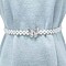 White Acrylic Imitiaotn Pearl Beaded Elastic Chain Belts with Alloy Buckles, Silver Color Plated, Butterfly, 600~800x20~30mm