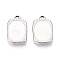 304 Stainless Steel Pendant Cabochon Settings, Rectangle, Stainless Steel Color, Tray: 17x12.5mm, 23~23.5x14.5x3mm, Hole: 2mm