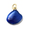 Brass Enamel Charms, Shell Charm, Long-Lasting Plated, Lead Free & Cadmium Free, with Jump Ring, Rack Plating, Real 18K Gold Plated, Blue, 14.5x13.5x4mm, Hole: 3.5mm