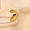 Stainless Steel Pave Cubic Zirconia Adjustable Cuff Open Rings for Women, Snake, Real 18K Gold Plated, 12mm, Inner Diameter: Adjustable