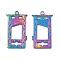Ion Plating(IP) 304 Stainless Steel Pendants, Window Charm, Rainbow Color, 37.5x20.5x1.5mm, Hole: 2.8mm