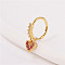 Brass Micro Pave Clear Cubic Zirconia Dangle Hoop Nose Rings, Golden, Heart, 10mm