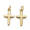 Brass Pendants, Long-Lasting Plated, Cross, Real 18K Gold Plated, 12.5x8x1.5mm, Jump Ring: 5x0.7mm, Inner Diameter: 1/8 inch(3.5mm)