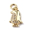 Brass Micro Pave Cubic Zirconia Charms, with Jump Ring, Cadmium Free & Lead Free, Penguin Charms, Real 18K Gold Plated, 14.5x9.5x2.5mm, Hole: 3mm
