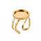 201 Stainless Steel Cuff Ring Findings, Round Bezel Cup Ring Settings, Laser Cut, Golden, Tray: 14mm, US Size 7 1/4(17.5)~US Size 8(18mm)