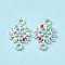 Alloy Connector Charms, with  Synthetic Turquoise, Snowflake, Silver, 18.5x11.5x2.5mm, Hole: 2mm