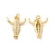 Rack Plating Brass Micro Pave Cubic Zirconia Pendants, with Jump Ring, Cadmium Free & Lead Free, Long-Lasting, Cattle, Real 18K Gold Plated, 18x14.5x4.5mm, Hole: 3mm