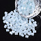 6/0 Two Cut Glass Seed Beads, Hexagon, Opaque Ceylon & Lustered, Light Sky Blue, 3.5~5x3.5~4mm, Hole: 1mm, about 4500pcs/bag