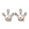 Alloy with Rhinestone Pendants, with ABS Imitation Pearl, Crown Charms, Platinum, 18.5x17x7.5mm, Hole: 2mm