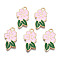 Alloy Enamel Pendants, Cadmium Free & Lead Free, Light Gold, Flower, Pink, 24.5x14.5x1.5mm, Hole: 2mm