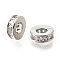 Round Ring Brass Micro Pave Clear Cubic Zirconia Beads, Long-Lasting Plated, Cadmium Free & Lead Free, Rack Plating, Platinum, 8.5x3mm, Hole: 3.6mm