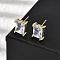 Brass Clear Cubic Zirconia Rectangle Stud Earrings, Cadmium Free & Lead Free, Long-Lasting Plated, Rack Plating, Real 18K Gold Plated, 12x10mm