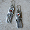 National Style Alloy Rhinestone Dangle Earrings, Rectangle, Antique Silver, 45mm