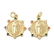Religion Brass Micro Pave Cubic Zirconia Pendants, with Jump Rings, Flat Round with Saint, Colorful , Golden, 18x16x2.5mm, Hole: 3mm