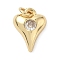 Brass Cubic Zirconia Heart Charms, with Jump Ring, Long-Lasting Plated, Cadmium Free & Lead Free, Real 18K Gold Plated, 15x11x3.5mm, Hole: 3mm
