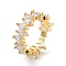Brass with Cubic Zirconia Open Cuff Rings, Clear, Inner Diameter: 17.2mm