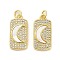 Brass Micro Pave Cubic Clear Zirconia Pendants, Cadmium Free & Lead Free, with Shell, Jump Ring, Rectangle, Real 18K Gold Plated, 20.5x10x3mm, Hole: 3.5mm