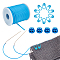 1Roll Hollow Pipe PVC Tubular Synthetic Rubber Cord, with 4Pcs Plastic Cord Locks, 30Pcs Eco-Friendly ABS Plastic Knitting and 1Pc Organza Gift Bags, Light Sky Blue, 3~22mm, Hole: 1.5~5.5mm