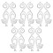 10Pcs 201 Stainless Steel Pendants, Cat, Stainless Steel Color, 39x12x1mm, Hole: 1.4mm