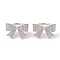 Brass Micro Pave Clear Cubic Zirconia Cuff Earrings for Women, Bowknot, Platinum, 20x14mm