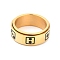 Stainless Steel Spinner Ring, with Dice Pattern, Wide Band Rings for Men, Golden, 8mm, Inner Diameter: 17.3mm