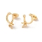 Brass Stud Earring Findings, with 925 Sterling Silver Pins, for Half Drilled Beads, Cadmium Free & Nickel Free & Lead Free, Real 18K Gold Plated, 15.5x11.5mm, Pin: 0.8x10mm and 1mm(for Half Drilled Beads)