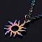 201 Stainless Steel Pendants Necklaces, with Cable Chains and Lobster Claw Clasps, Sun, Rainbow Color, 15-3/4 inch(40cm), 1.5mm
