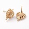 Brass Stud Earring Findings, with Loop, Tropical Theme, Monstera Leaf, Nickel Free, Real 18K Gold Plated, 14.5x10.5mm, Hole: 0.8mm, Pin: 0.8mm