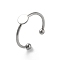 Non-Tarnish Adjustable 304 Stainless Steel Finger Rings Components, Pad Ring Base Findings, Flat Round, Stainless Steel Color, US Size 8 1/2(18.5mm), Tray: 6mm.