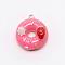 Resin Pendants, with Alloy Findings, Imitation Food, Doughnut with Strawberry, Deep Pink, 25x21x14mm, Hole: 2mm