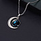 Alloy & Glass Luminous Moon Constellation Pendant Necklaces, Stainless Steel Box Chain Necklaces, Stainless Steel Color, Aquarius, 23.62 inch(60cm)