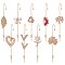 9Pcs 9 Style Flower & Tree & Leaf & Initial Letter V & Bowknot Cubic Zirconia Stud Earrings, Alloy Ear Wrap Crawler Hook Earrings, Earcuffs for Women, Golden, 70mm, 1Pc/style