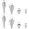 8Pcs 4 Styles 304 Stainless Steel Pendants, Spike/Cone, Stainless Steel Color, 7.5~18x3~7mm, Hole: 1.8~2mm, 2pcs/style