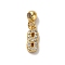 925 Sterling Silver Micro Pave Clear Cubic Zirconia European Dangle Charms, Number, Real 18K Gold Plated, 13.5mm, Hole: 0.6mm, Number: 9x3.5x1.5mm