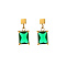 Fashionable stainless steel earrings with rectangular zirconia studs and diamond inlays.