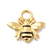 925 Sterling Sliver Black Enamel Bees Charms, with 925 Stamp, Golden, 11.5x12.5x2mm, Hole: 2.5mm