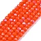 Electroplate Opaque Solid Color Glass Beads Strands, Half Rainbow Plated, Faceted, Rondelle, Tomato, 2.3~2.7x1.5mm, Hole: 0.4mm, about 144~150pcs/strand, 28~29cm