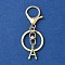 Alloy Initial Letter Charm Keychains, with Alloy Clasp, Golden, Letter A, 8.5cm