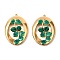 304 Stainless Steel Enamel  Pendants, Oval with Leaf Charm, Golden, 33x23.5x5mm, Hole: 1.6mm