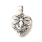 Brass Pendants, Heart, Long-Lasting Plated, Cadmium Free & Lead Free, Rack Plating, Platinum, Dragonfly, 14.5x12.5x4mm, Hole: 5mm