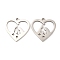 Non-Tarnish 316L Surgical Stainless Steel Pendants, Laser Cut, Heart with Family Charms, Stainless Steel Color, 15.5x16x1mm, Hole: 1.2mm