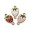 304 Stainless Steel Enamel Strawberry Connector Charms, Golden, Ion Plating(IP), Mixed Color, 17x9x1mm, Hole: 1.6mm