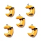 Halloween Opaque Resin Pendants, with Platinum Tone Iron Loops, Moon with Black Bats, Gold, 30.5x22x7mm, Hole: 2mm