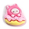Rabbit Theme Opaque Resin Decoden Cabochons, Hot Pink, Food, 23.5x22x7.5mm
