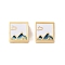 Ion Plating(IP) 304 Stainless Steel Enamel Beads, Square with Mountain & Cloud, Golden, 8x8x3mm, Hole: 2mm