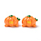 Opaque Resin Pendants, Pumpkin Carriage Charms, with Platinum Tone Iron Loops, Dark Orange, 24.5x29.5x27mm, Hole: 2mm
