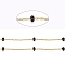 Stainless Steel Boston Link Chains, with Enamel Beads and Spool, Long-Lasting Plated, Soldered, Flat Round, Golden, Black, 1x1mm, about 32.8 Feet(10m)/roll
